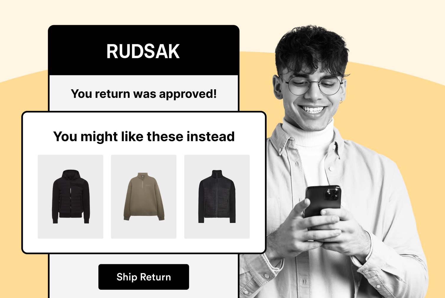 rudsak using wesupply return notifications and product recommendations