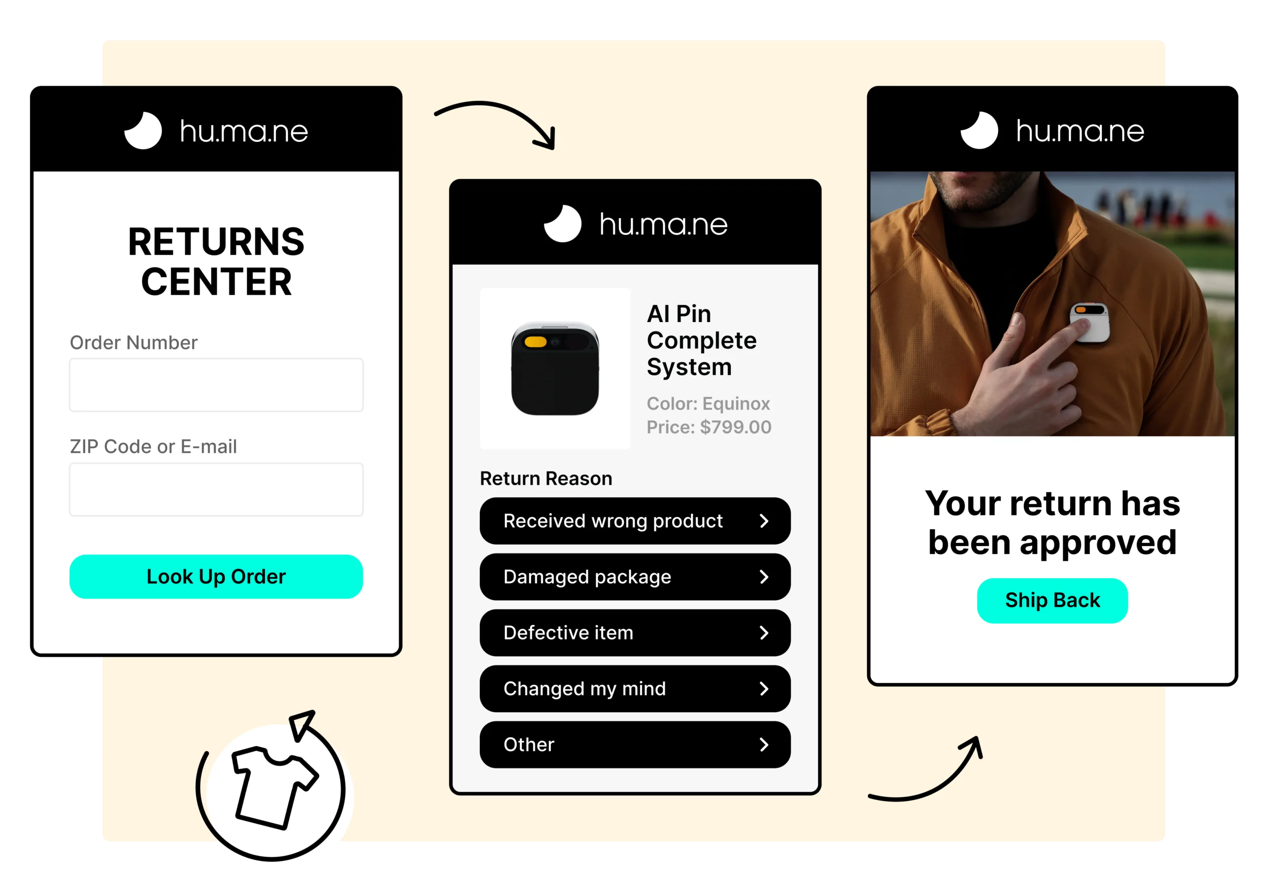 Humane using WeSupply self service returns flow