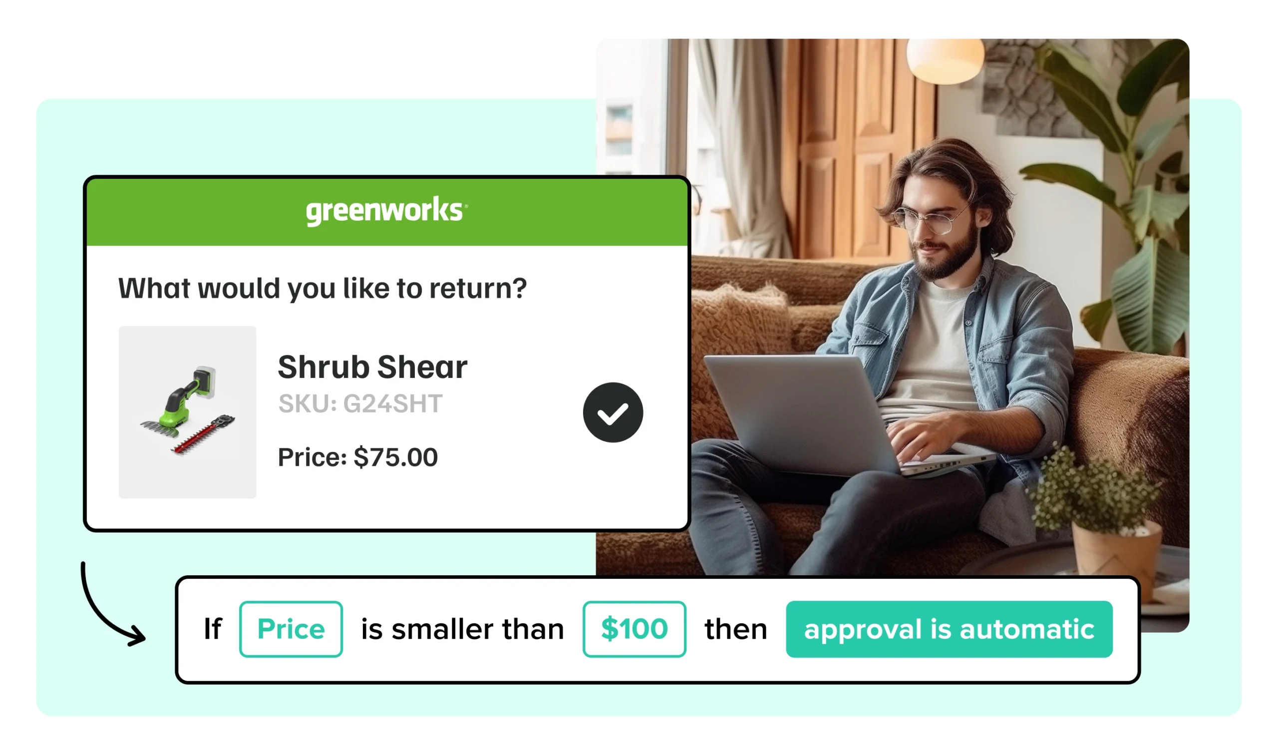 greenworks using WeSupply automated return rules