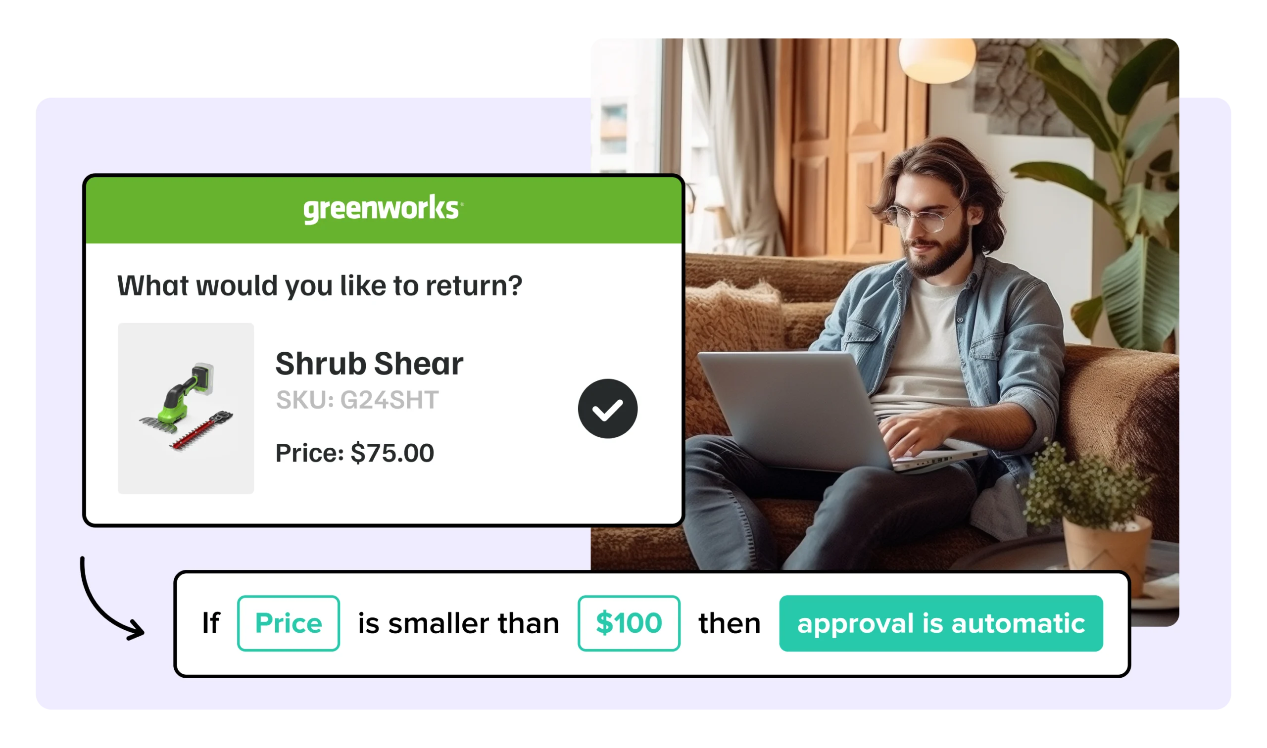 greenworks using WeSupply automated return rules