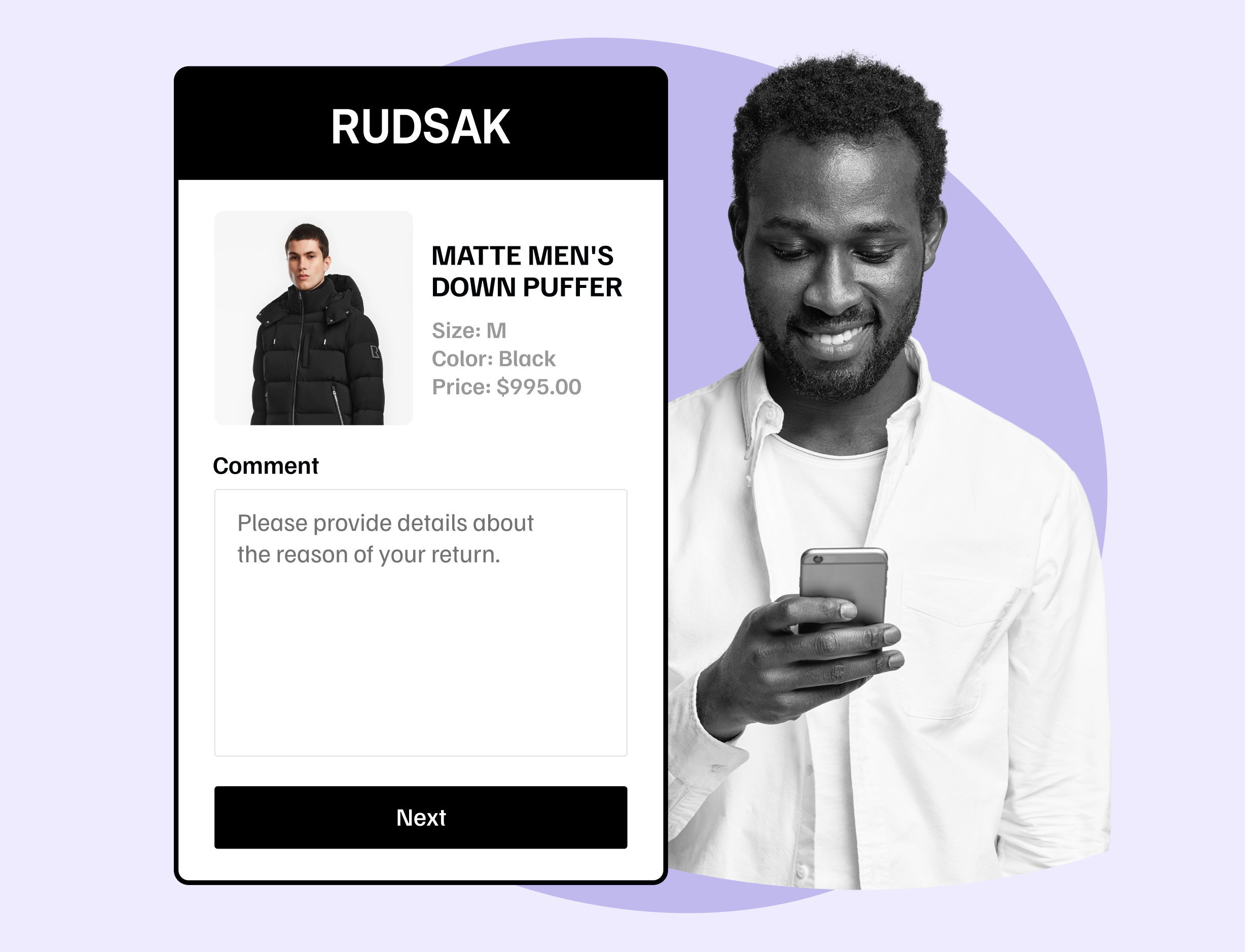 Rudsak using WeSupply return comments