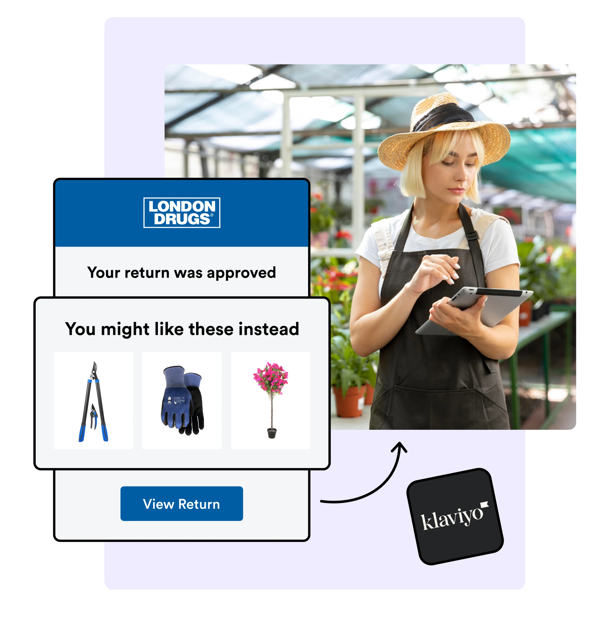 London Drugs using WeSupply product recommendations on in status update email notifications