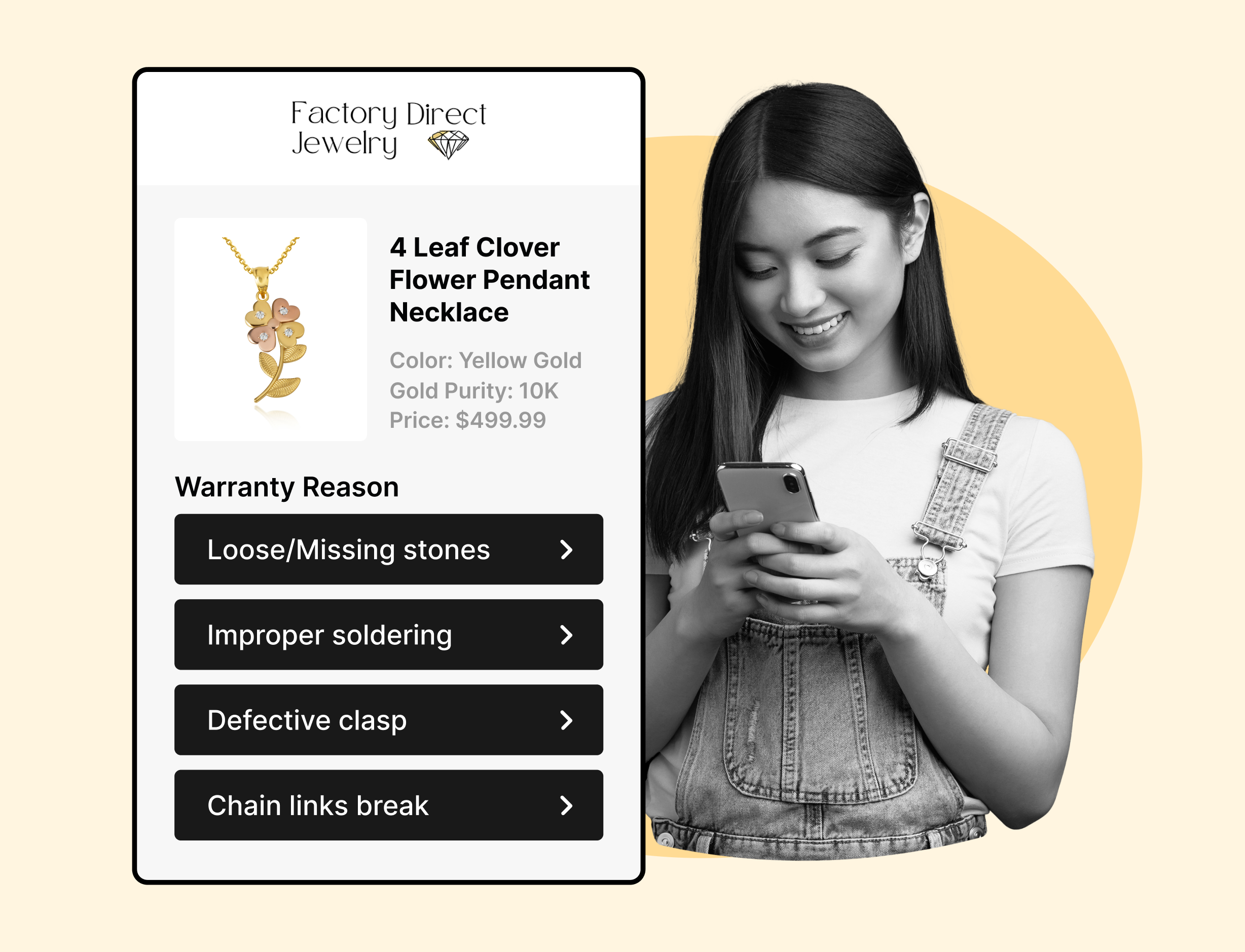 factory direct jewelry using WeSuppply self service warranty claim