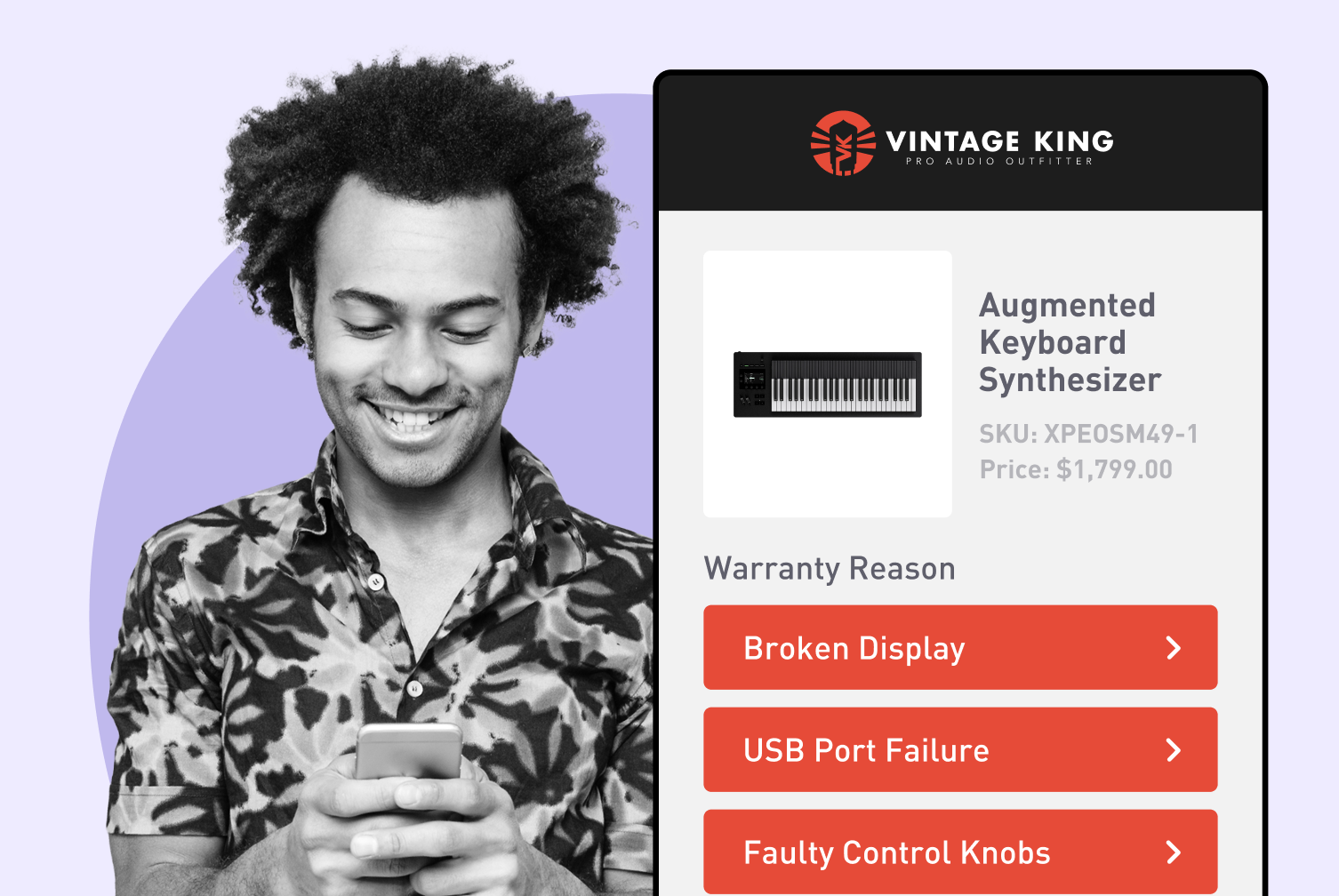 Vintage King using WeSupply self service warranty claim