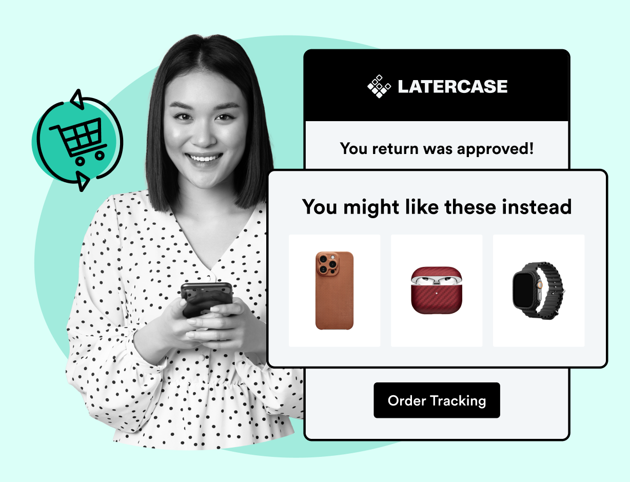 Recommended products inside return confirmation email - latercase branding