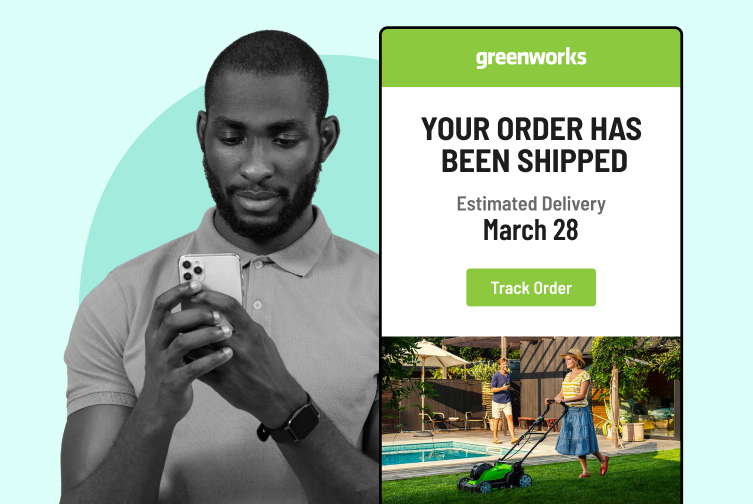 WeSupply shipping updates notification with delivery date estimate - used by Greenworks