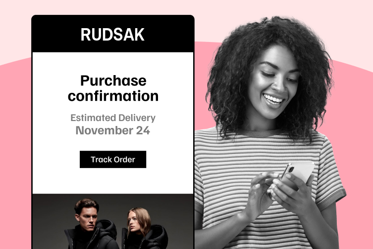 WeSupply shipping notification with estimated delivery date - used by Rudsak