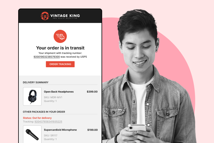 WeSupply split shipment email notification used by Vintage King