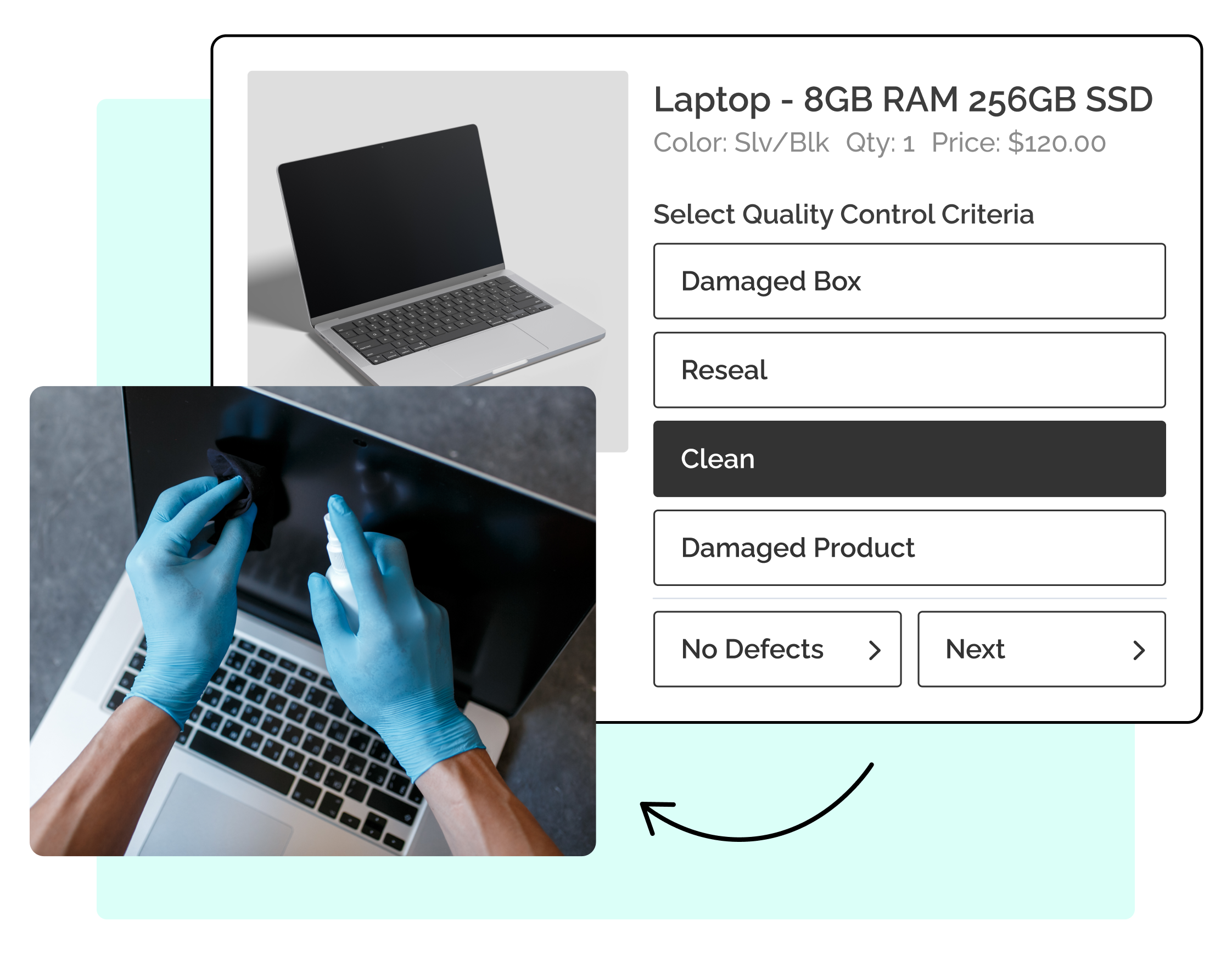WeSupply advanced quality control - list with control citeria for laptops