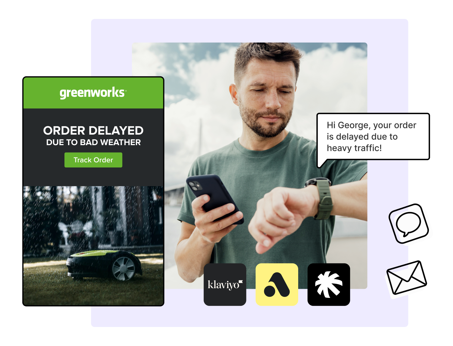 WeSupply Dlivery Delay Email and SMS Notification - used by Greenworks Tools