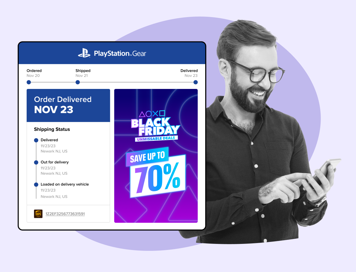 WeSupply branded tracking page giving the brand the chance to promote campaigns and offers - PlayStation