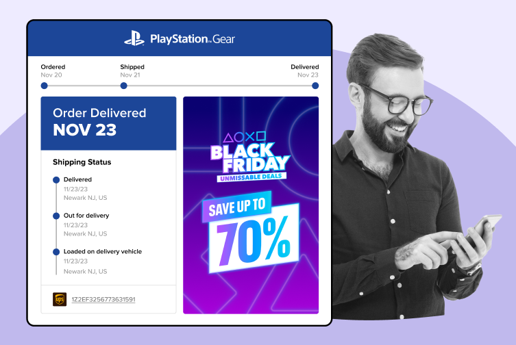 WeSupply branded tracking page giving the brand the chance to promote campaigns and offers - PlayStation