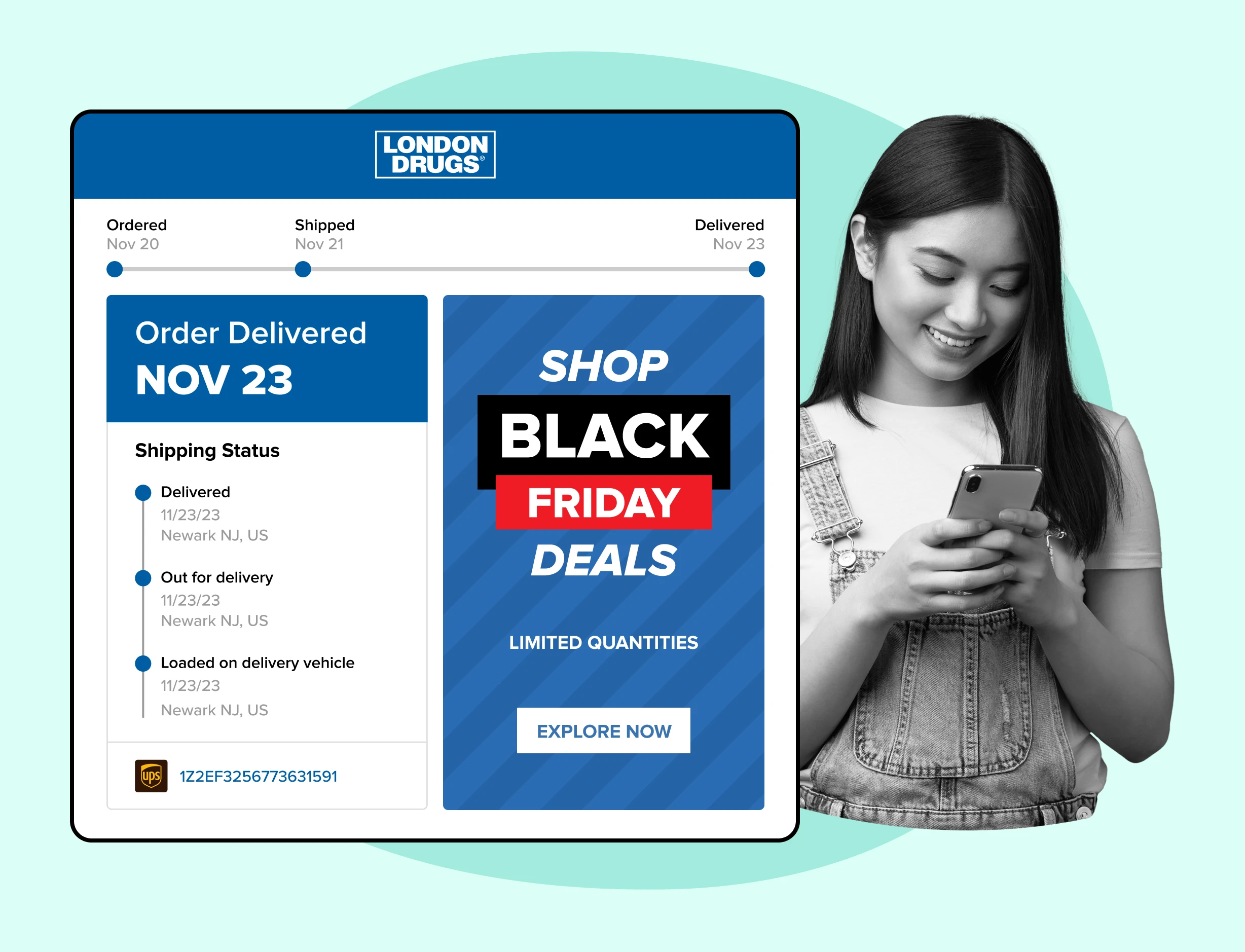 London Drugs using WeSupply Tracking Page to promote Black Friday campaign