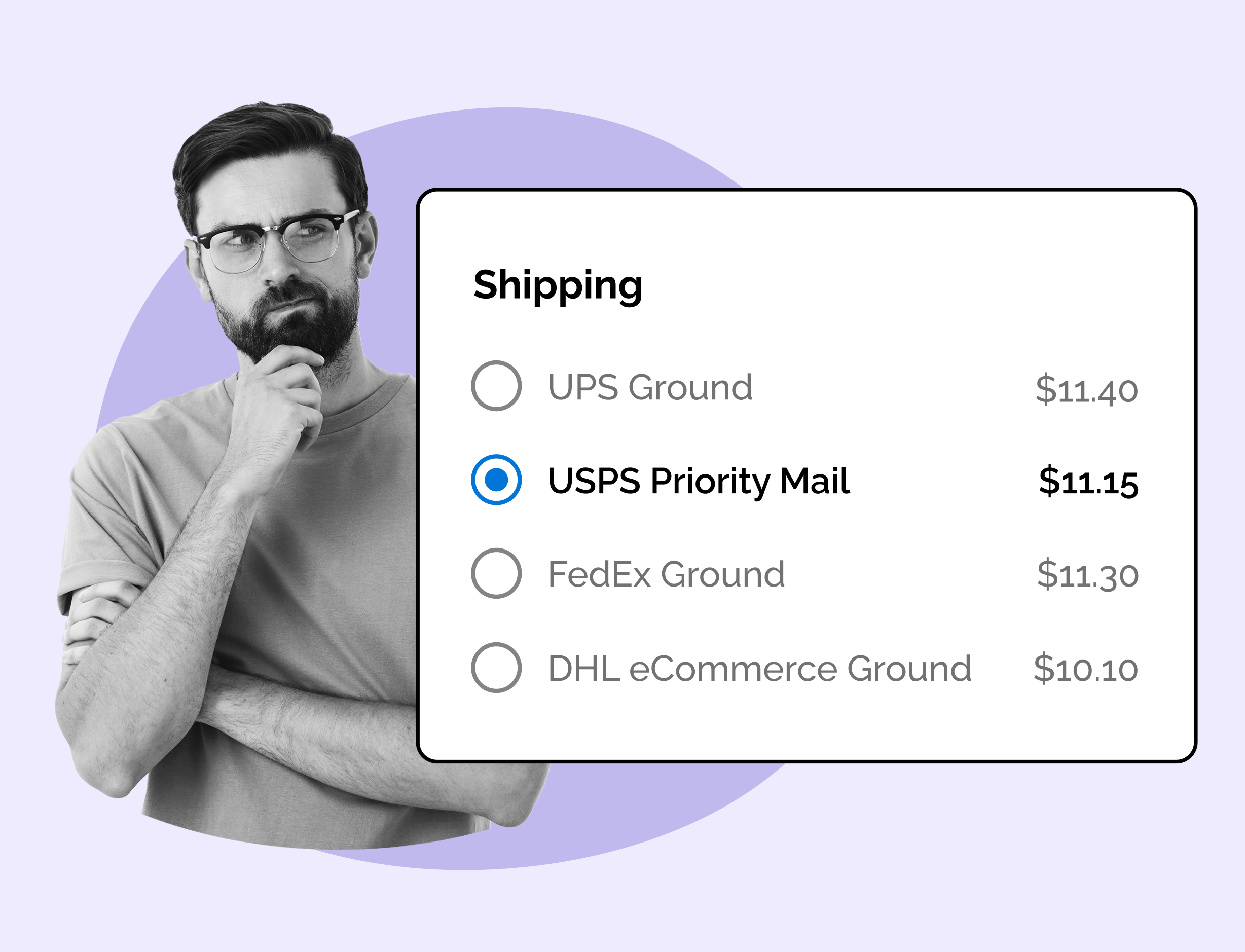 Shipping costs for different carriers