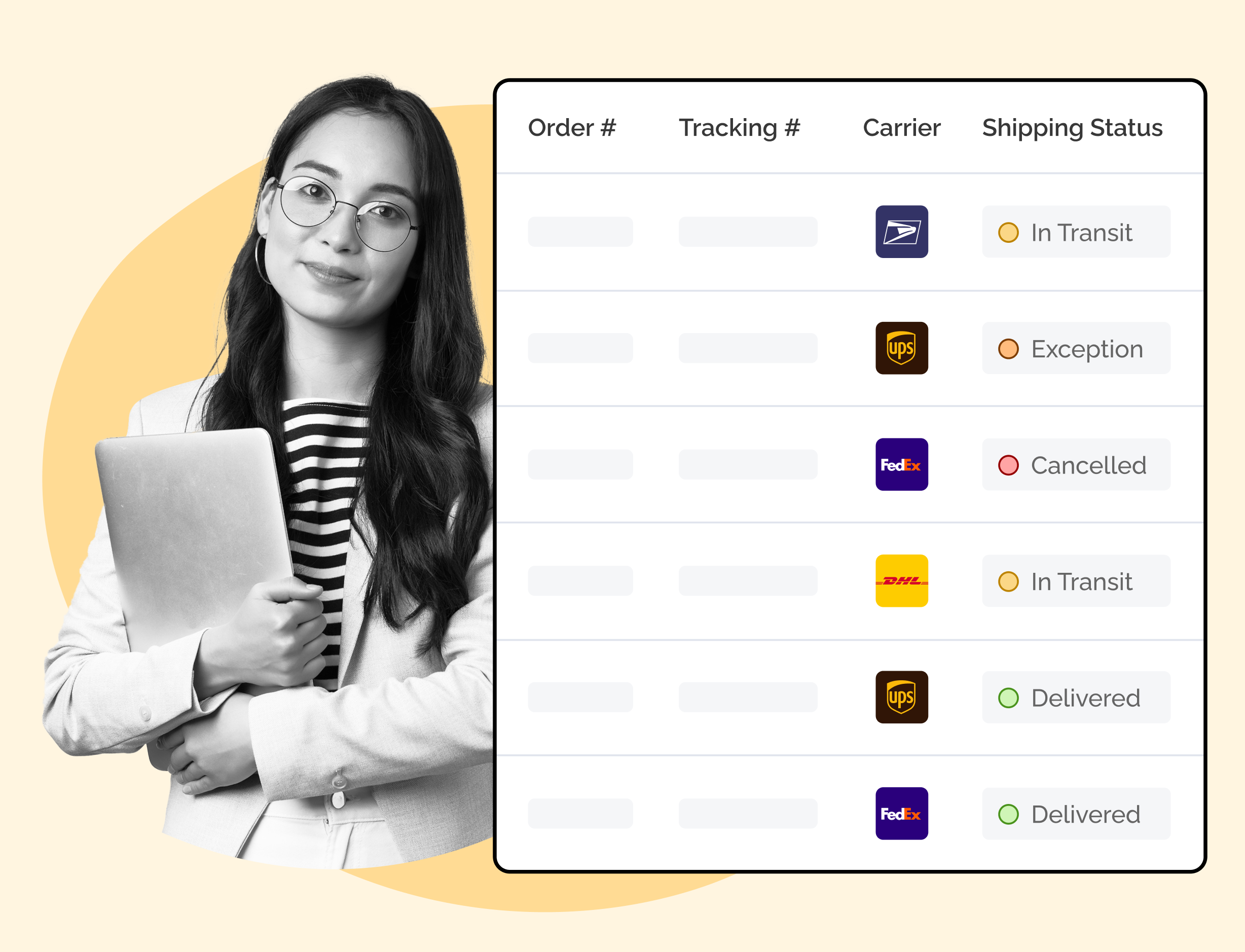 WeSupply shipments dashboard with multiple carriers