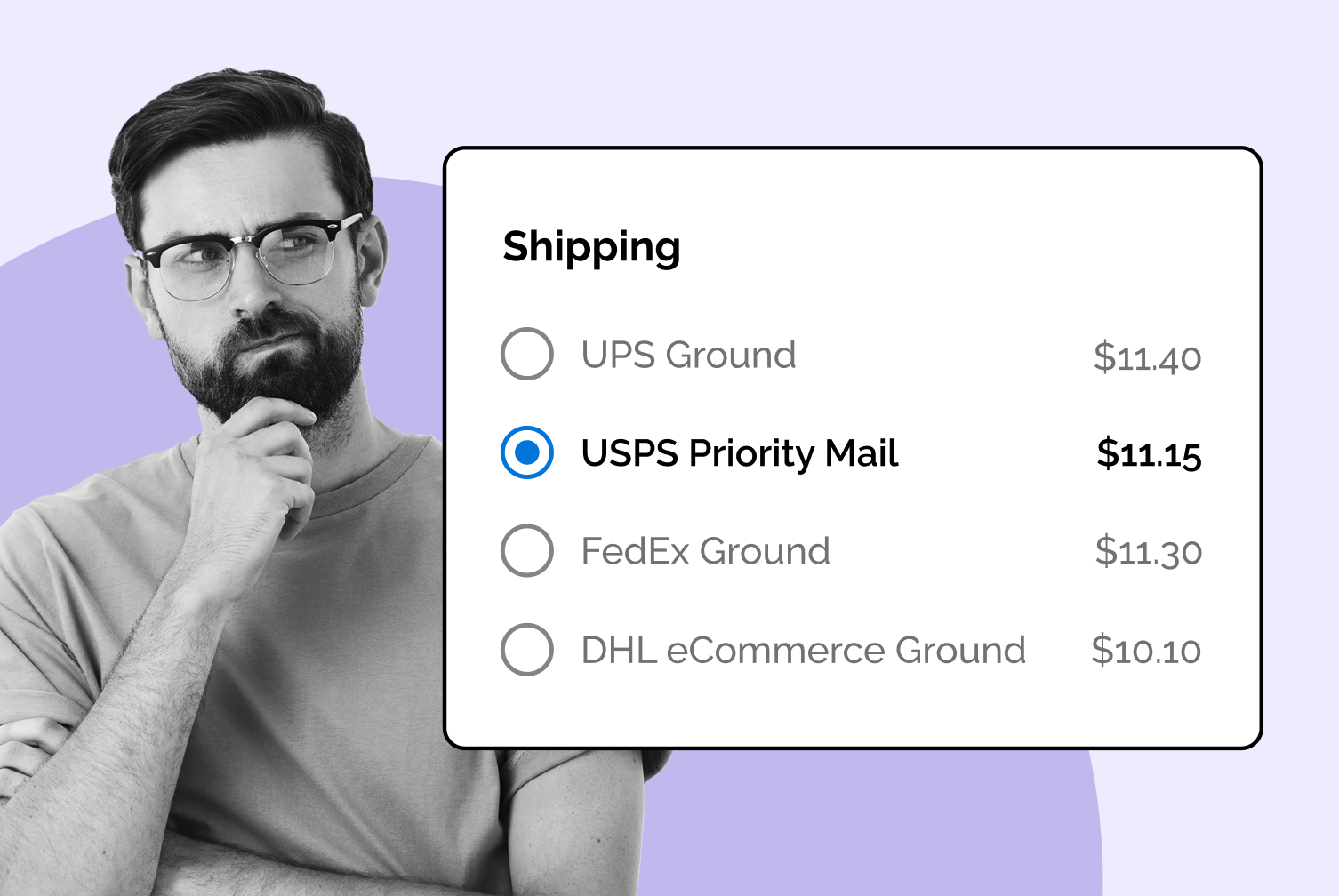 Shipping costs for different carriers