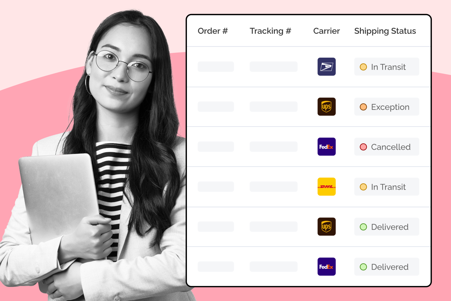 WeSupply shipments dashboard with multiple carriers