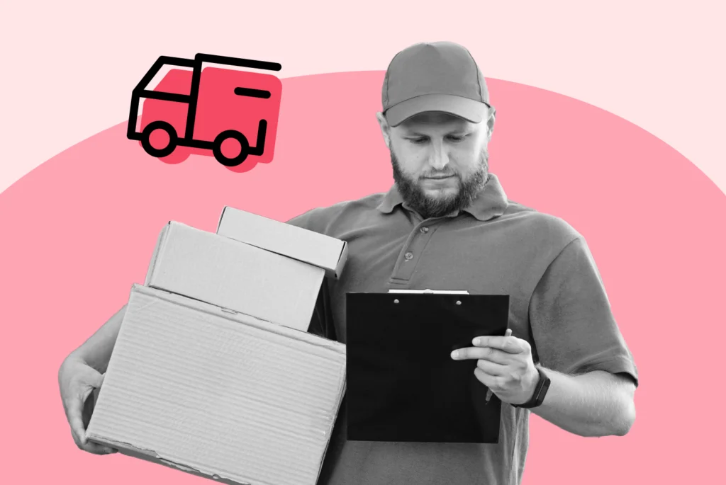 delivery employee with boxes