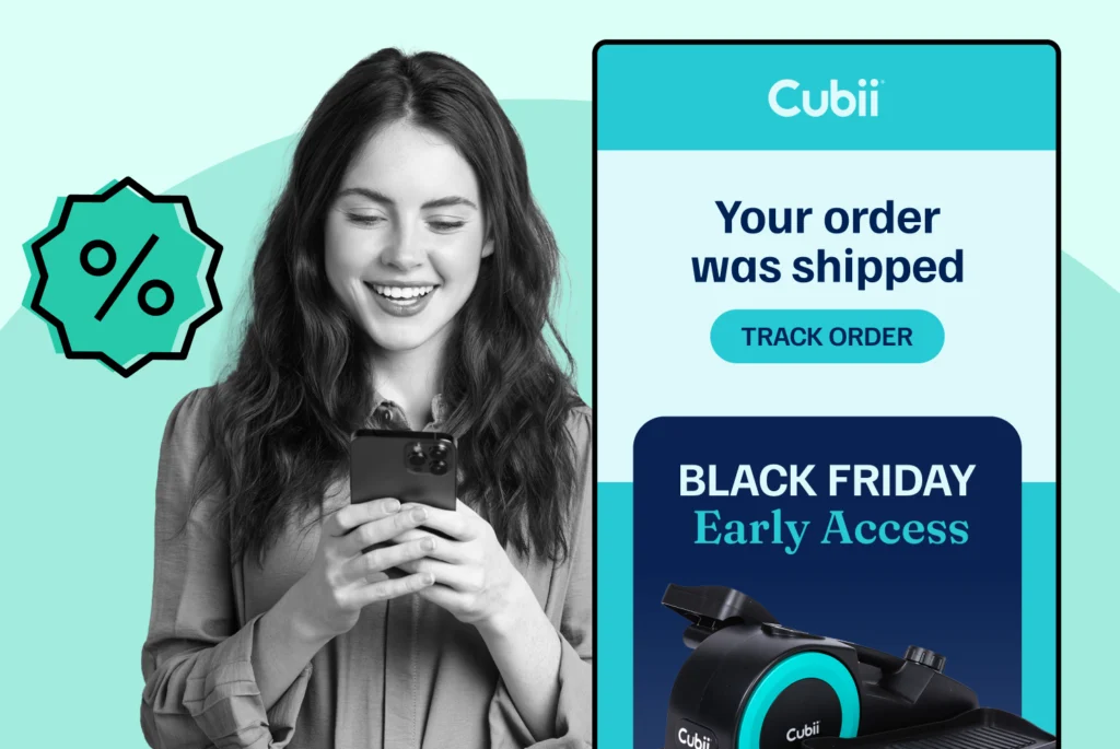 Cubii using WeSupply order status mail notification to promote Black Friday campaign